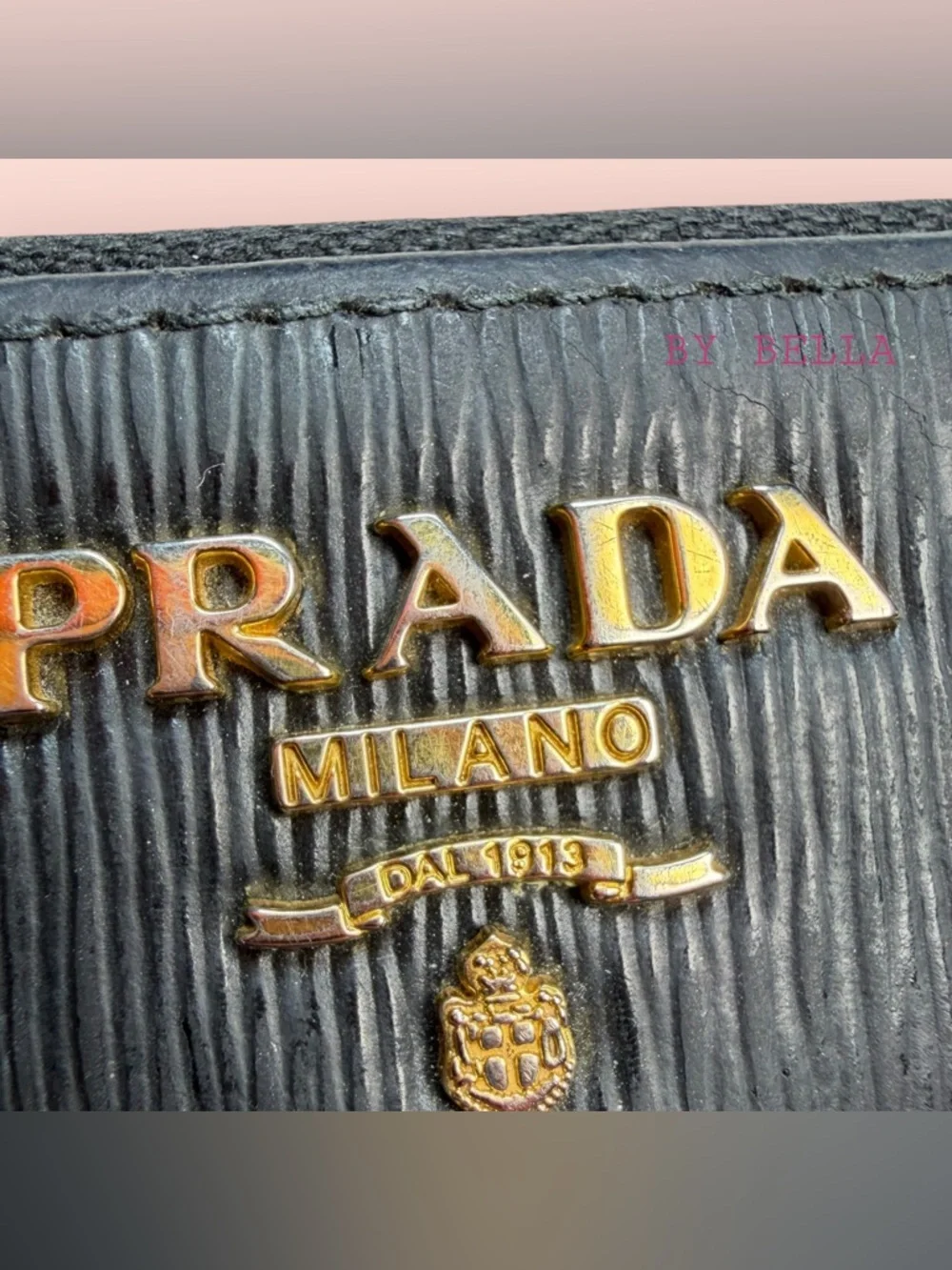 Prada Black Saffiano Leather Wallet with Gold Hardware